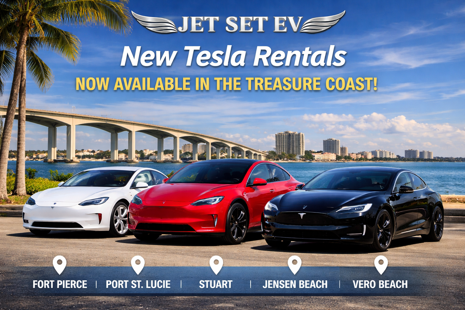 New Tesla Rental Company Available in the Treasure Coast Area | Jet Set EV