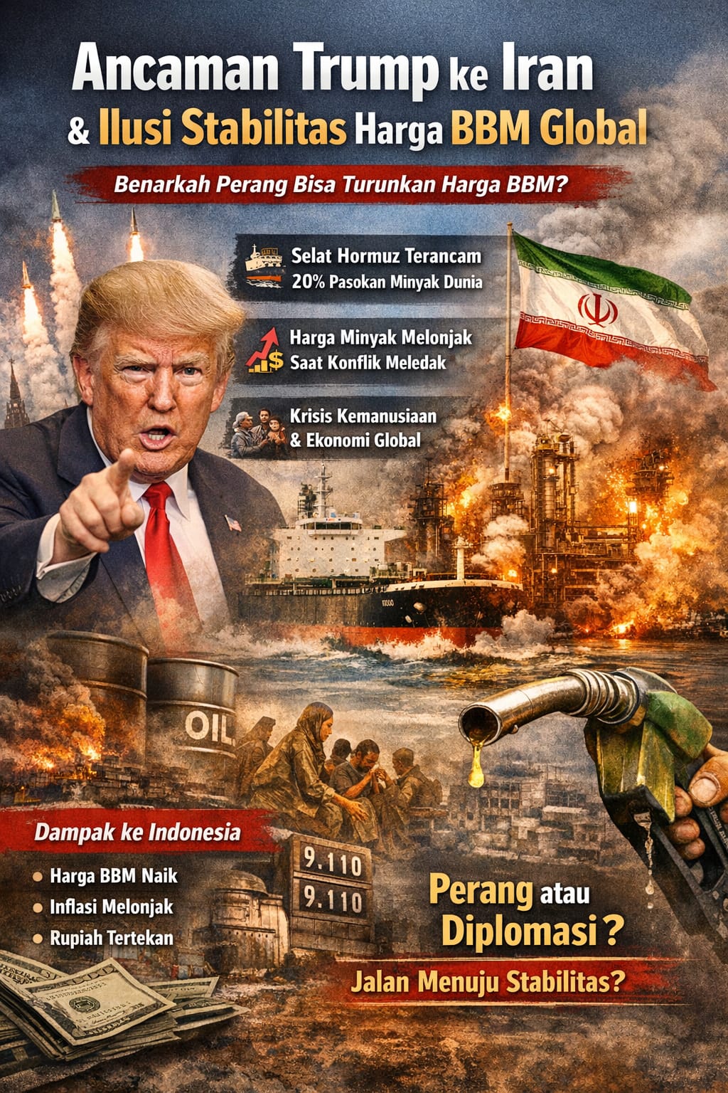 Ancaman Trump ke Iran dan Ilusi Stabilitas Harga BBM Global