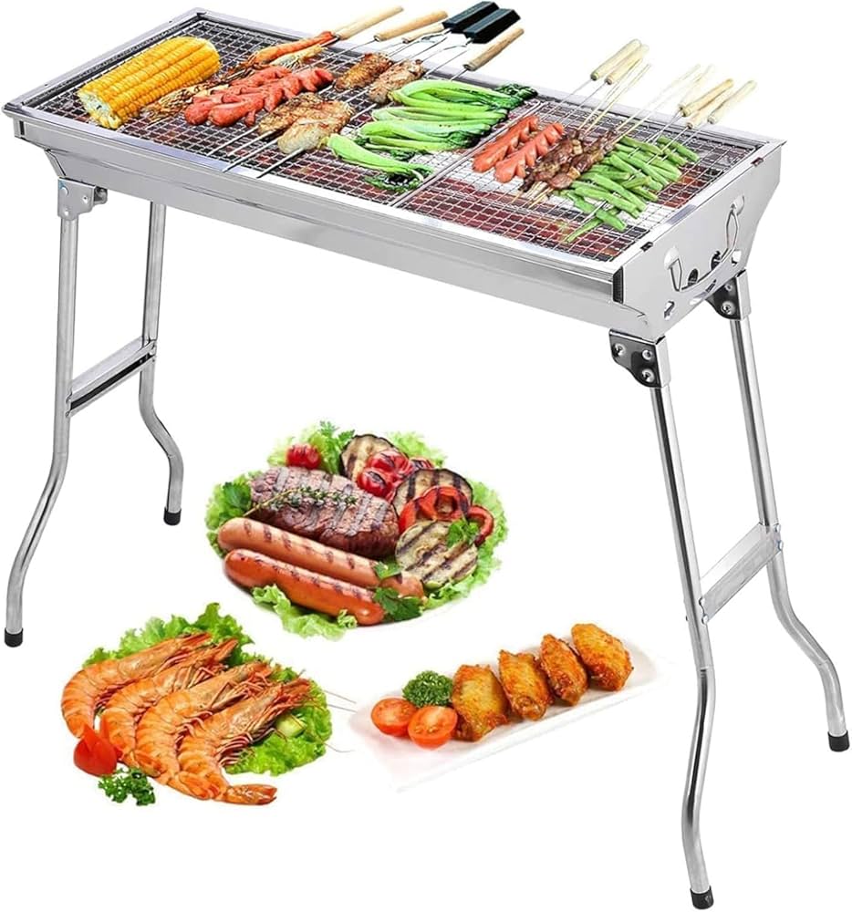Barbecue Portable Charbon de Bois avec Support Inox 73x71cm — churrasqueira grelhador churrasco carvão portugal VibeGrill 20.00€ -60%, entrega gratuita