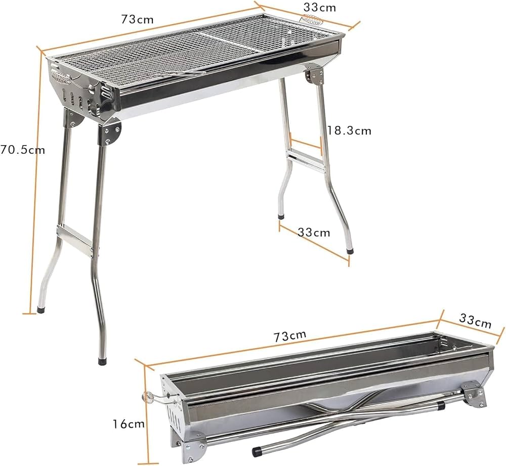 Barbecue Portable Charbon de Bois avec Support Inox 73x71cm — vista lateral churrasqueira grelhador churrasco carvão portugal VibeGrill Portugal
