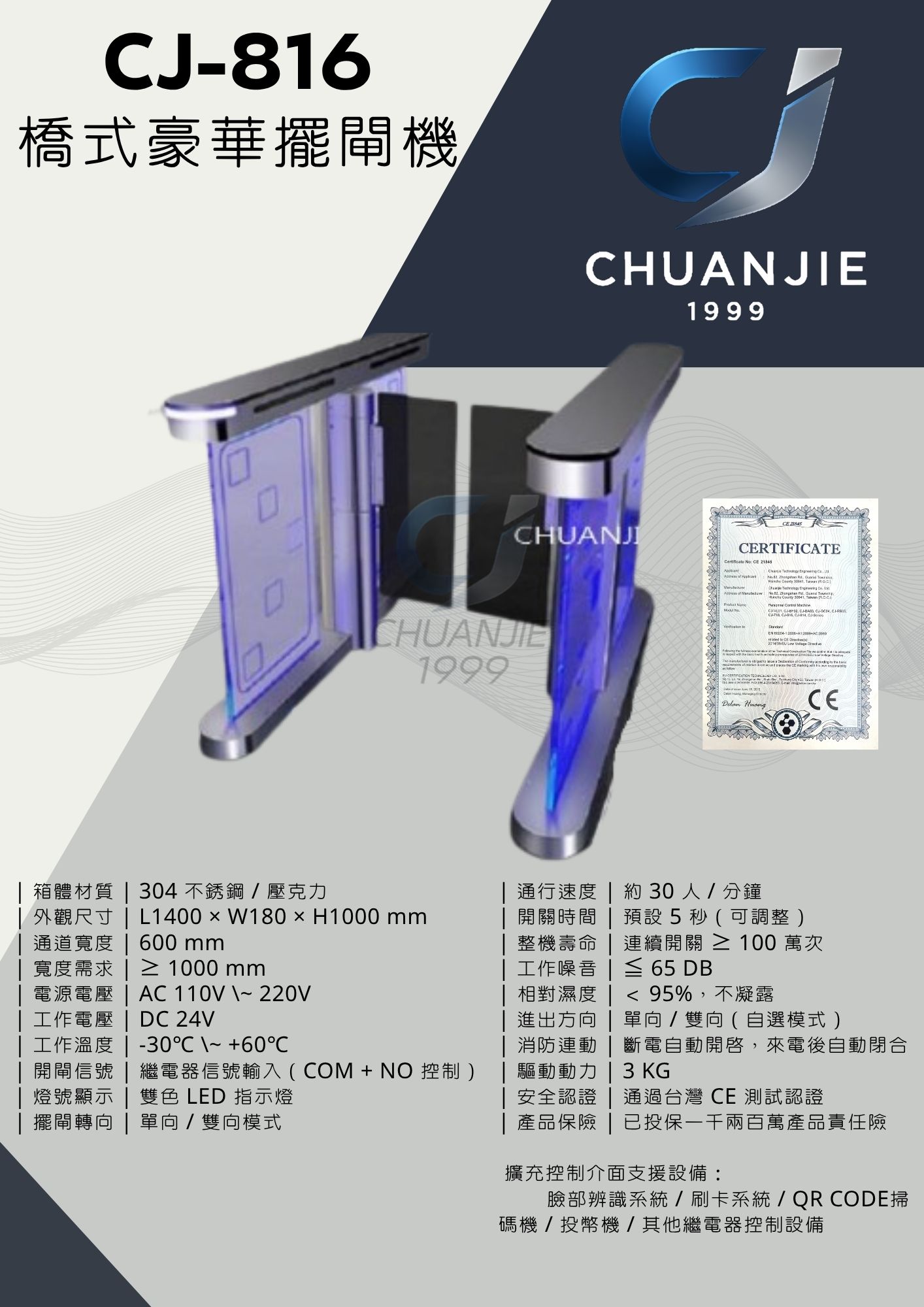 CJ-816 橋式豪華擺閘機