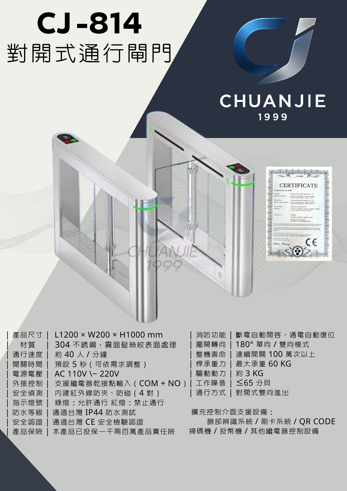 CJ-814 對開式通行閘門