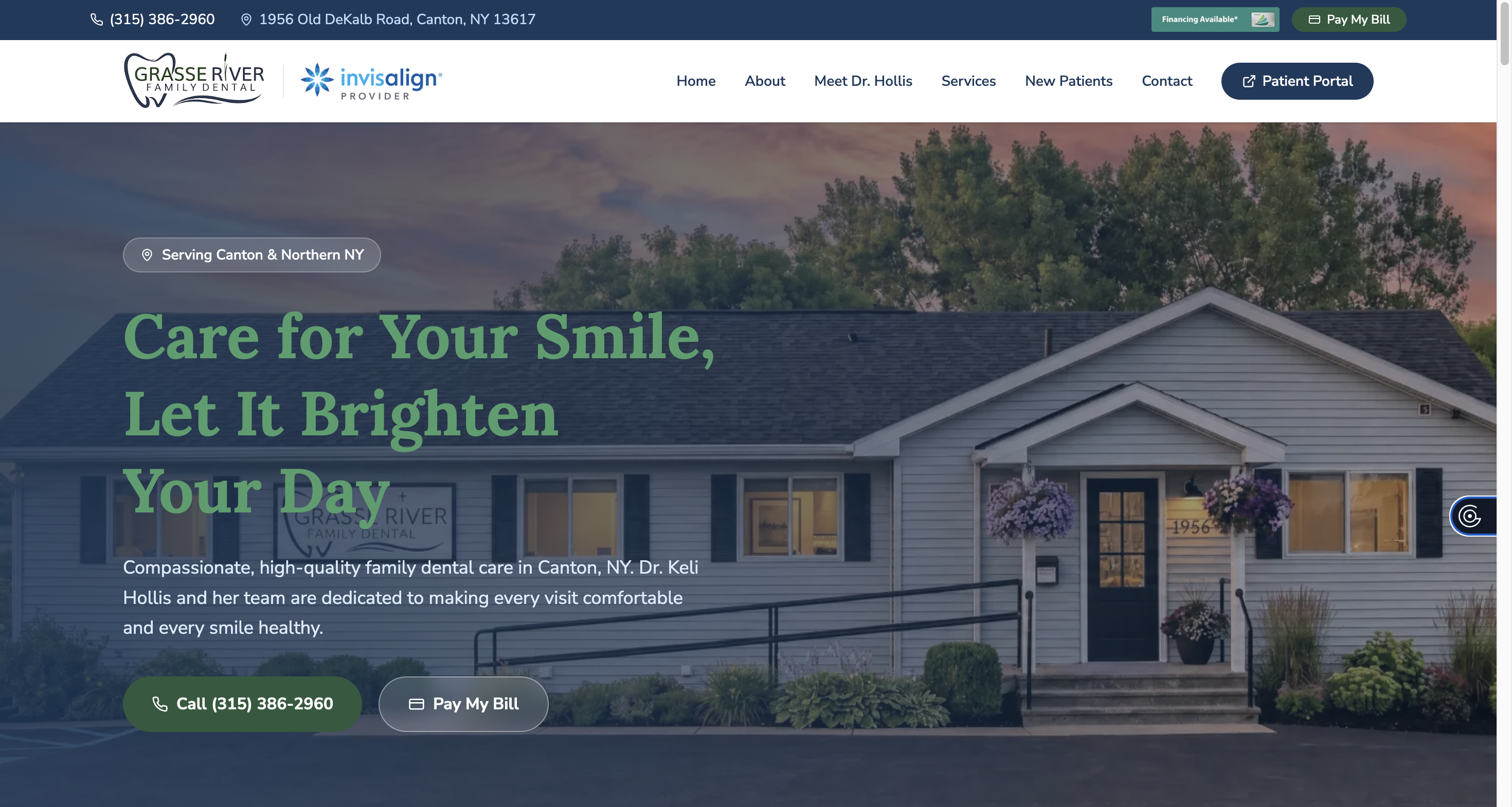 Grasse River Family Dental website preview