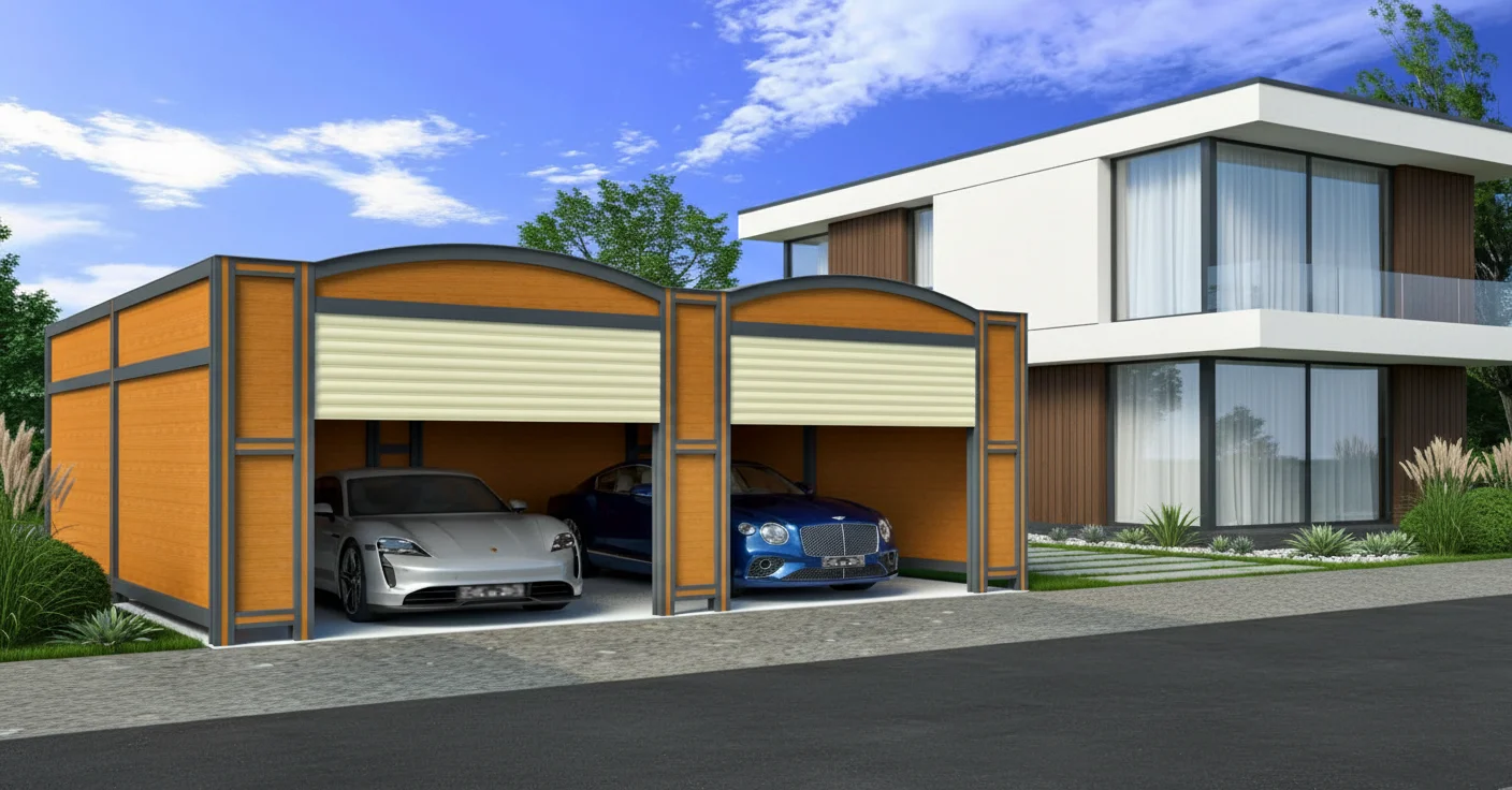 Model 2 - İkili Kapalı Kepenkli Villa Garajı