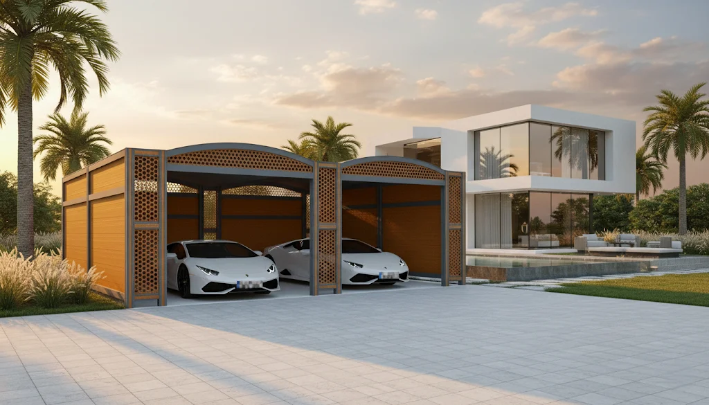 Model 1 - İkili Kapalı Kepenksiz Işıklı Villa Garajı