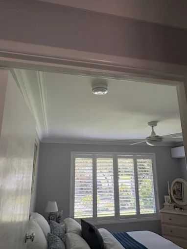 Bedroom smoke detector and ceiling fan installation