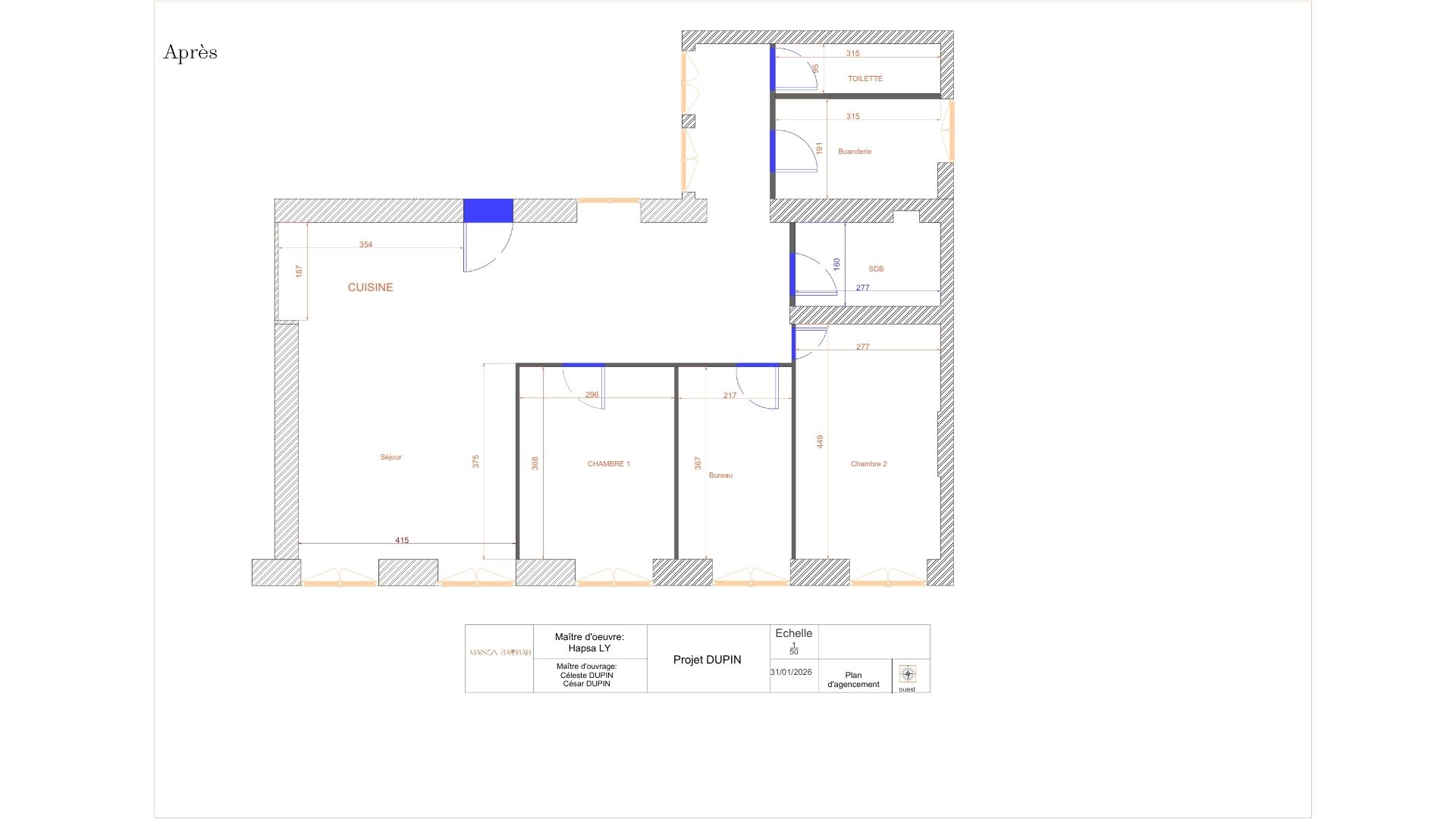 Appartement 93m² rénovation complète style berbère haussmannien Lyon — Maison Baobab — vue 5