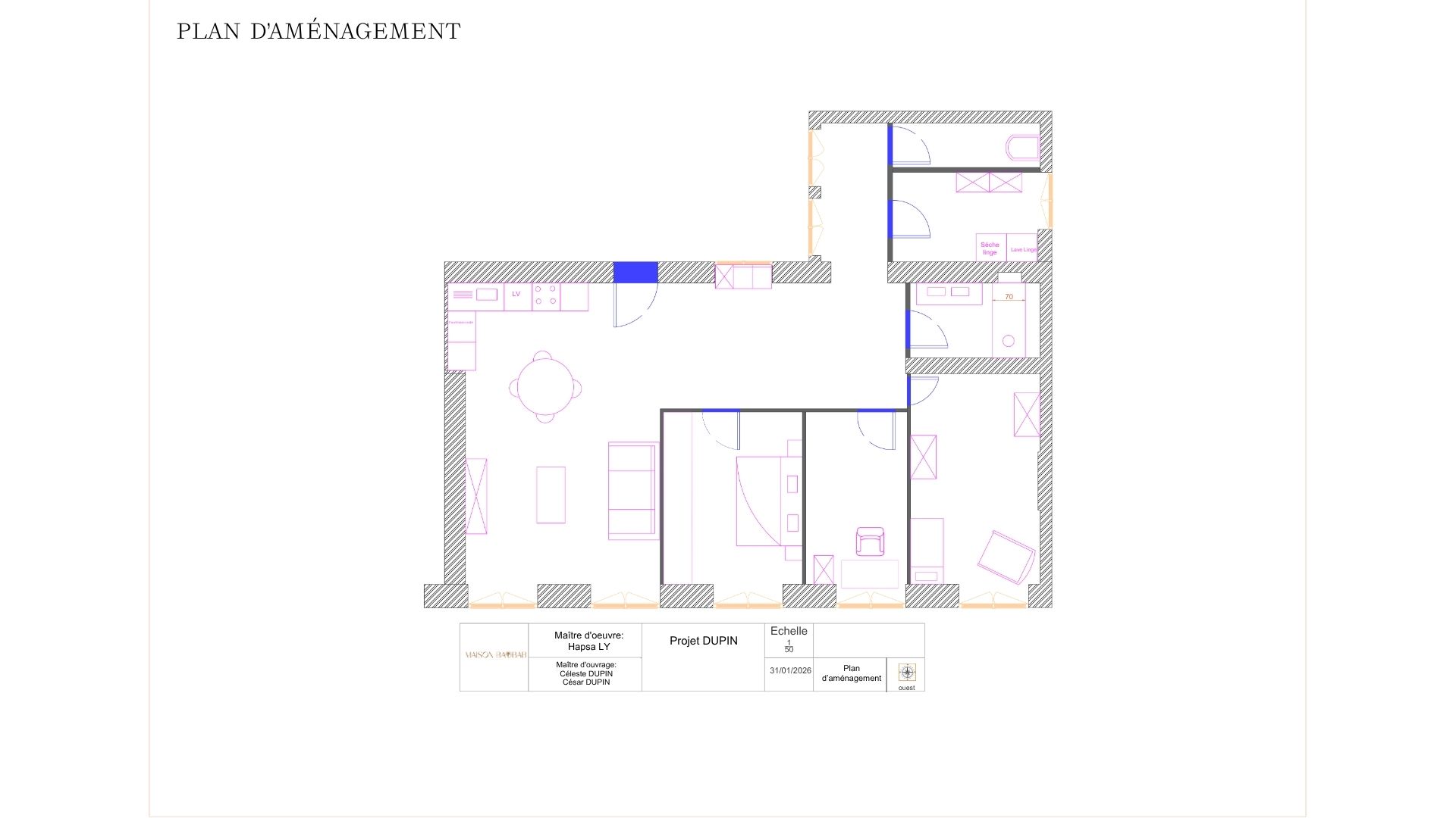 Appartement 93m² rénovation complète style berbère haussmannien Lyon — Maison Baobab — vue 7