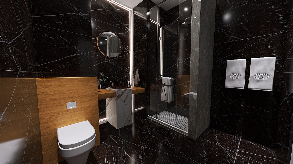 Salle de bain rénovée design minimaliste Paris — Maison Baobab architecte intérieur