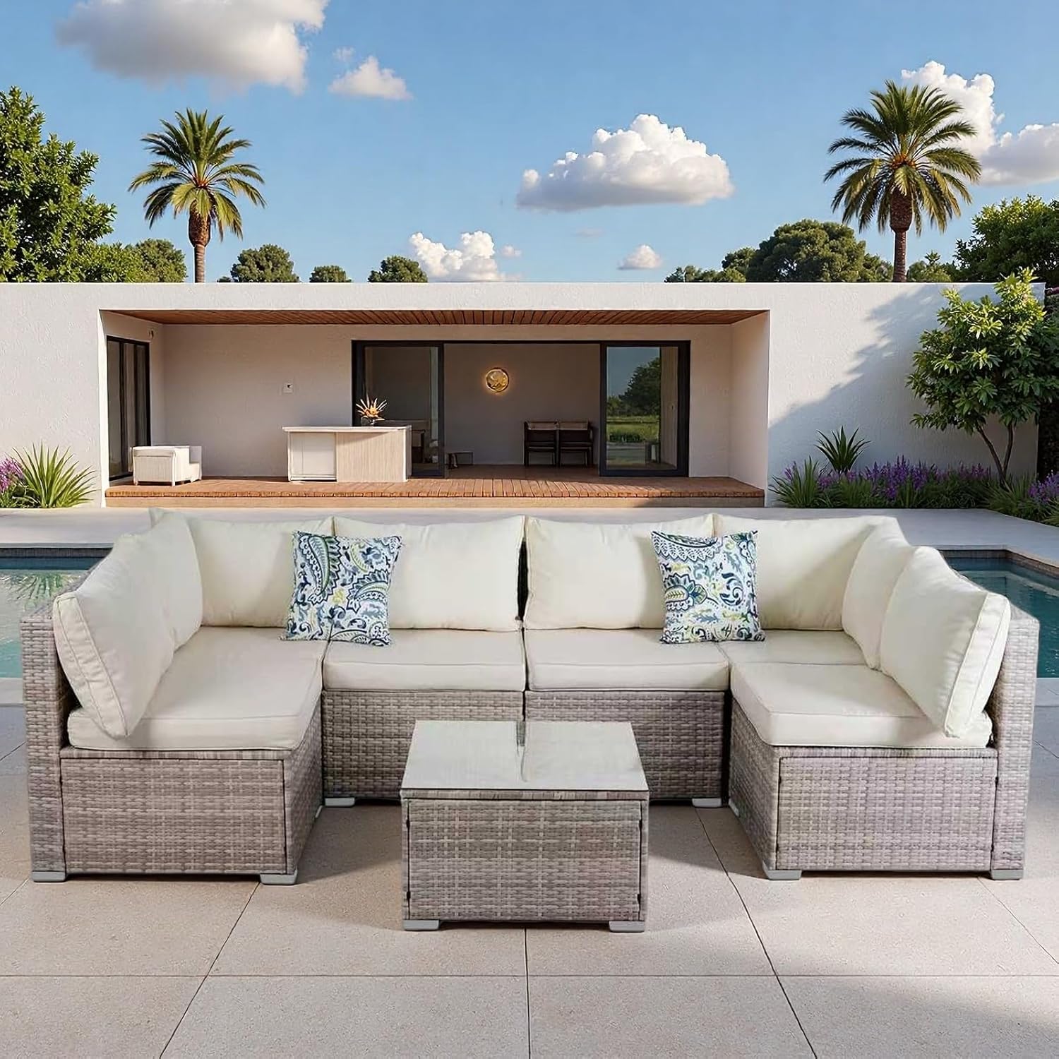 7-Piece Patio Furniture Sets, Outdoor Sectional Furniture Set