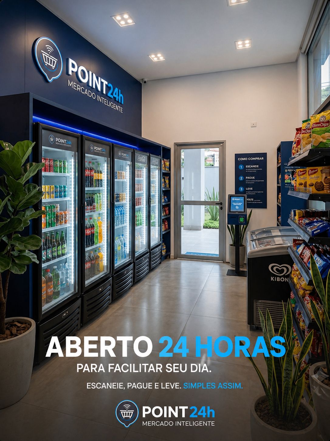 Interior POINT24h minimercado autônomo conveniência