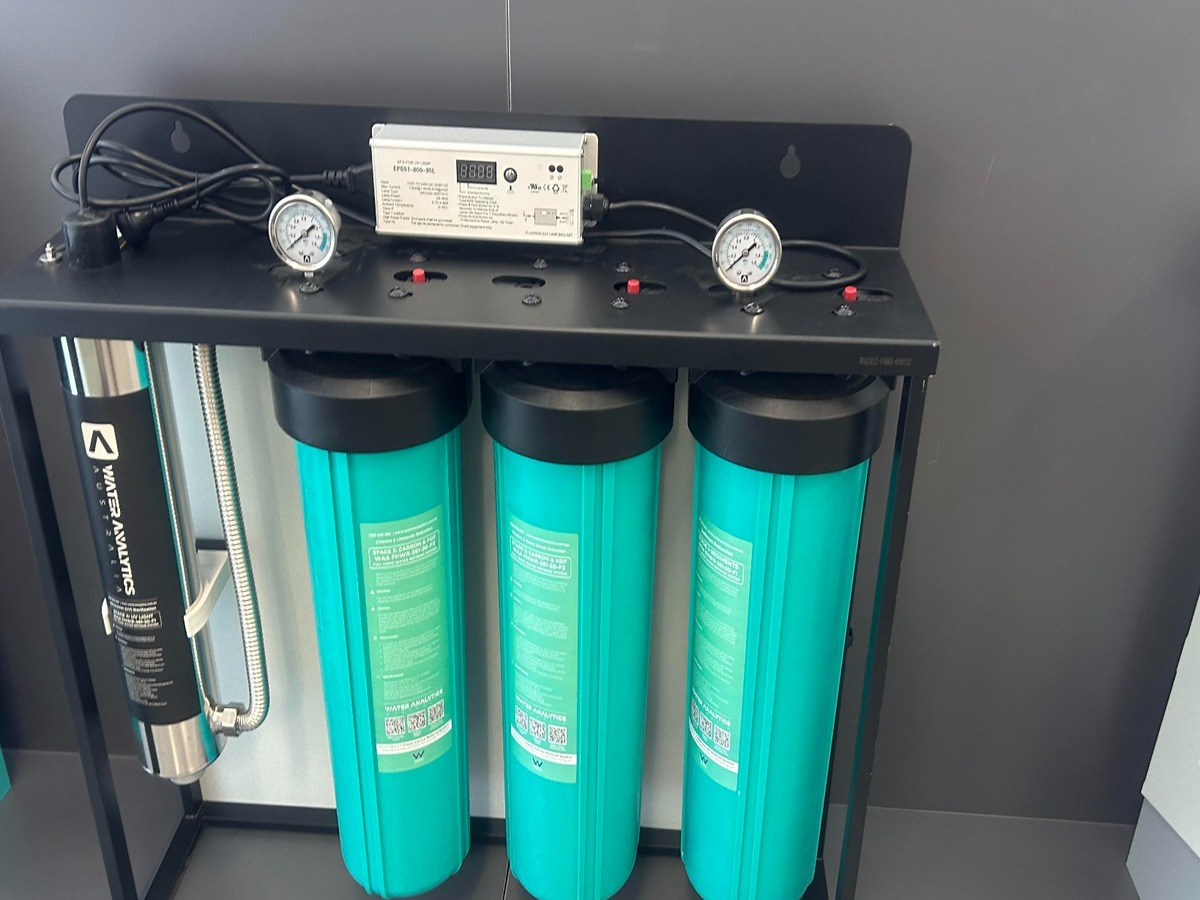 Water Analytics Australia Whole Home Rainwater Filtration System with internal components visible