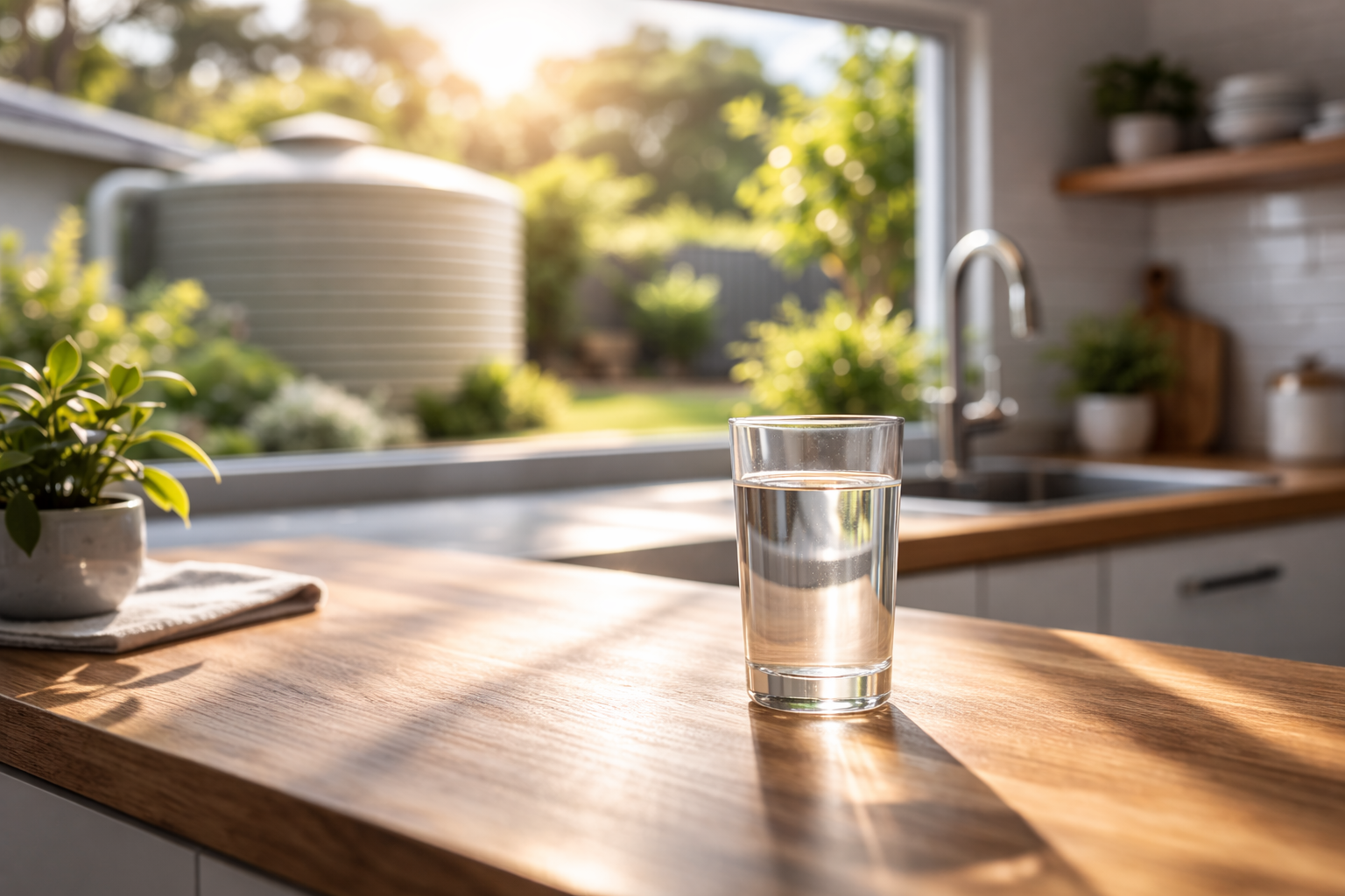 Australian property with rainwater tank