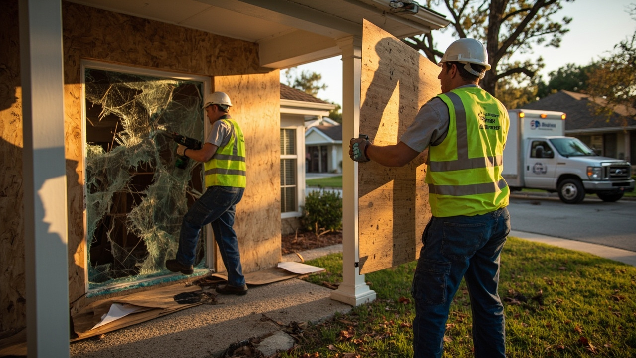 Emergency hurricane plywood board-up service Miami