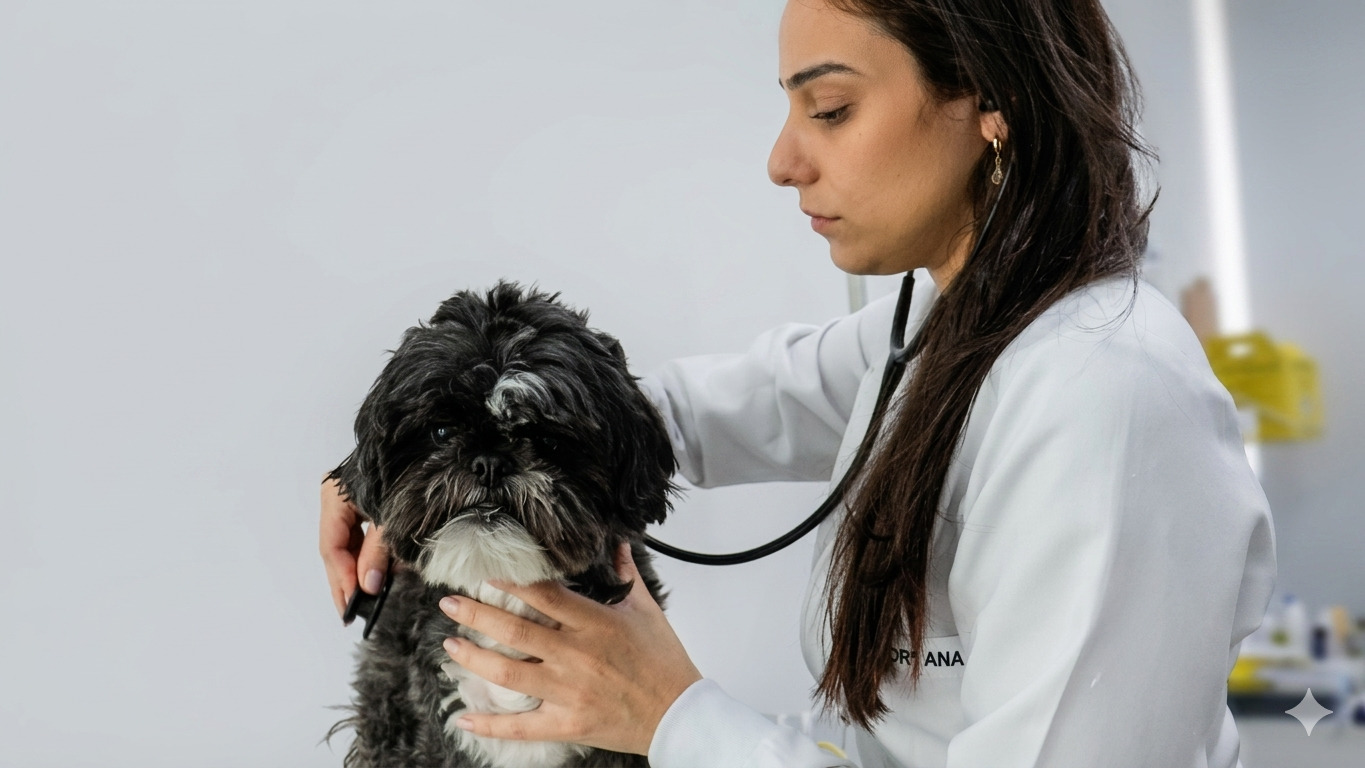 Dra. Carolina Assi em procedimento veterinário