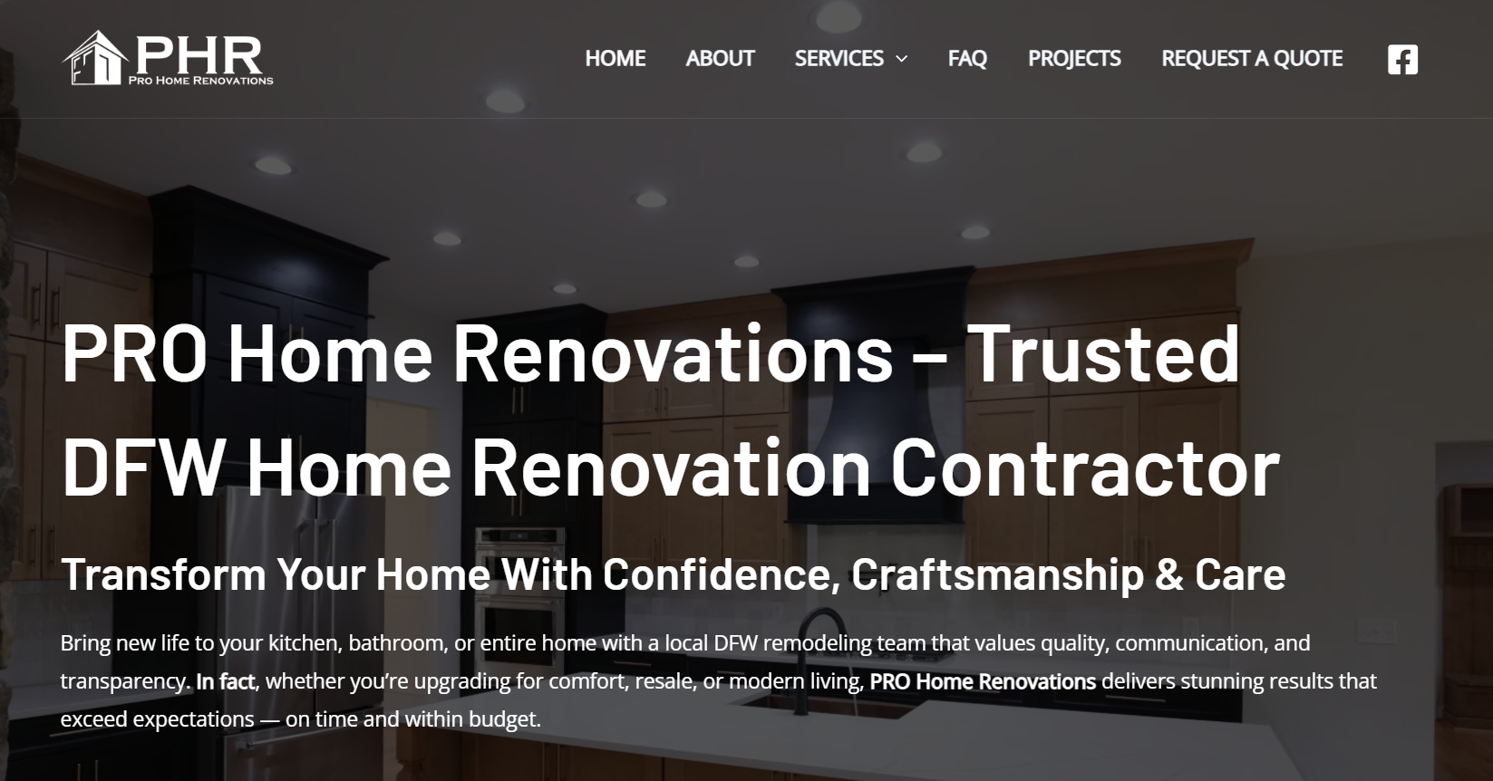 PHR Design Build website screenshot