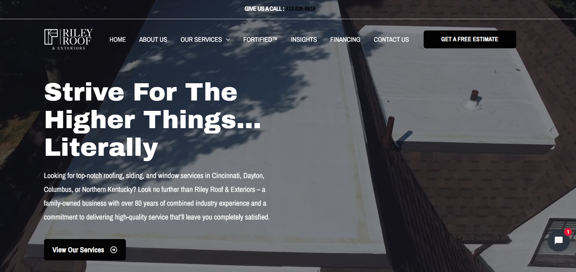 Riley Roof Exteriors website screenshot