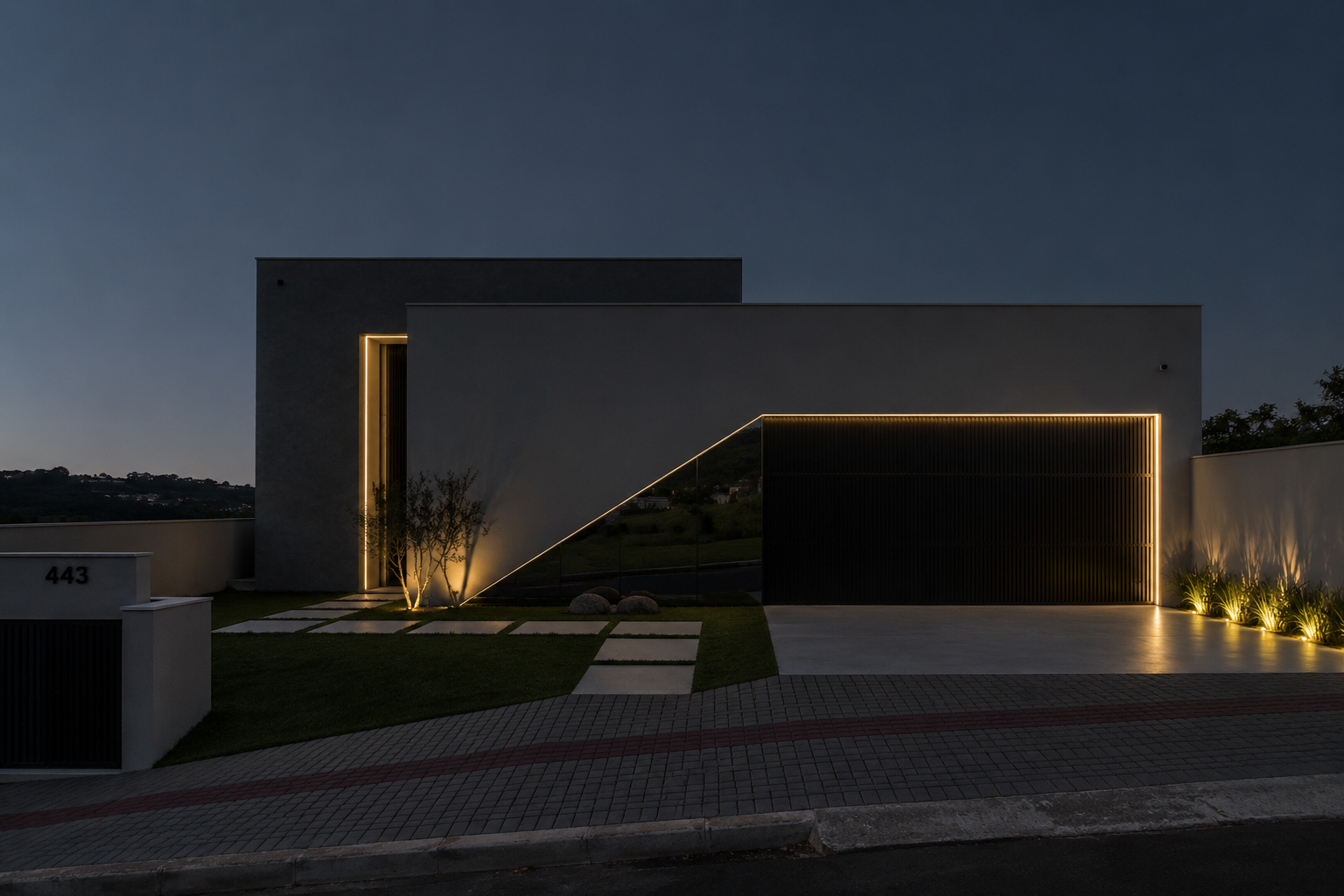 Interior de luxo moderno com vista para a floresta