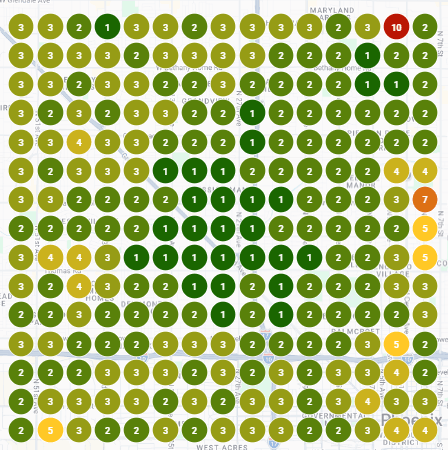 After heatmap showing strong Google Maps visibility