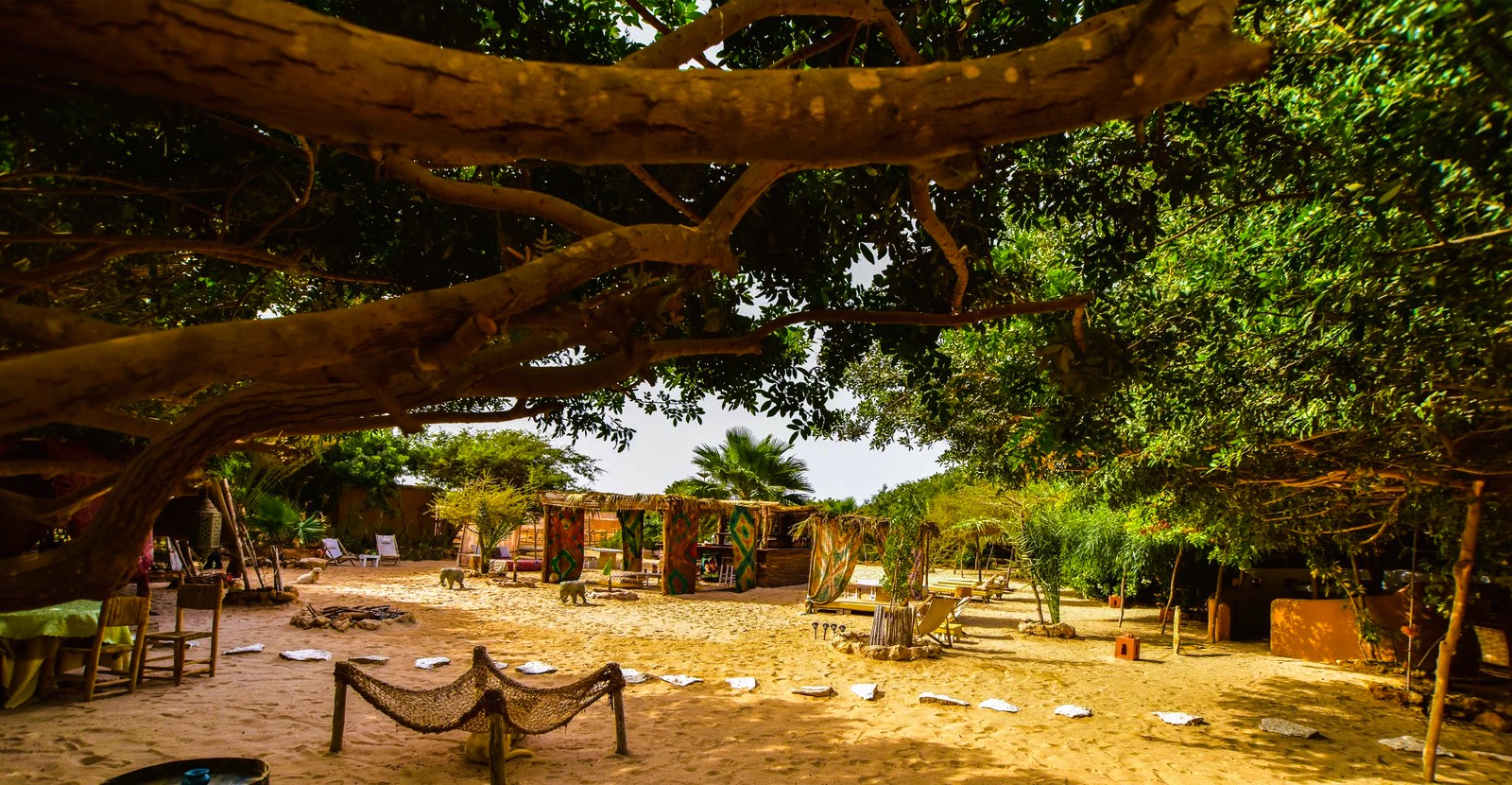 Dar Tawarta, écolodge à Dakhla — intérieur chaleureux de la maison d'hôtes, Maroc saharien