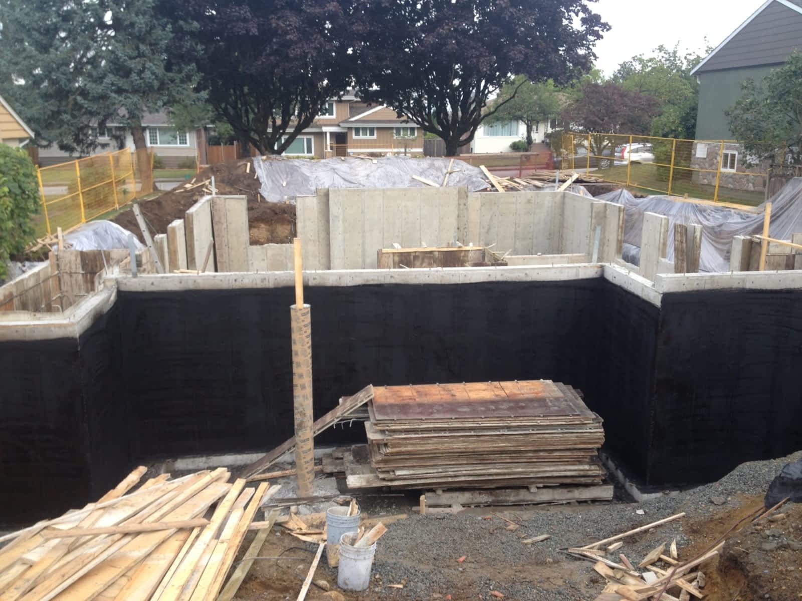 Basement waterproofing installation in BC home