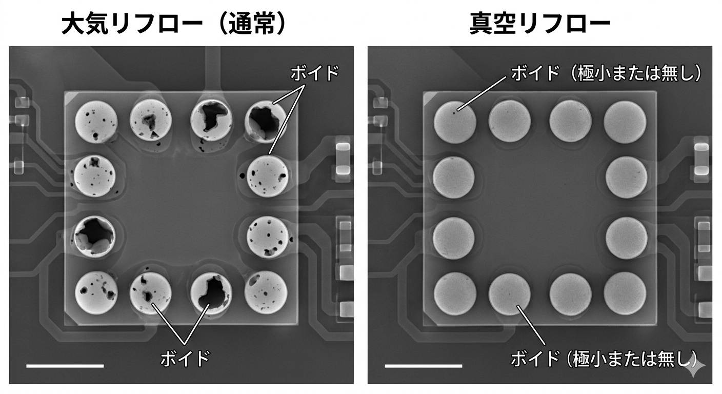 真空雰囲気によるボイド低減効果