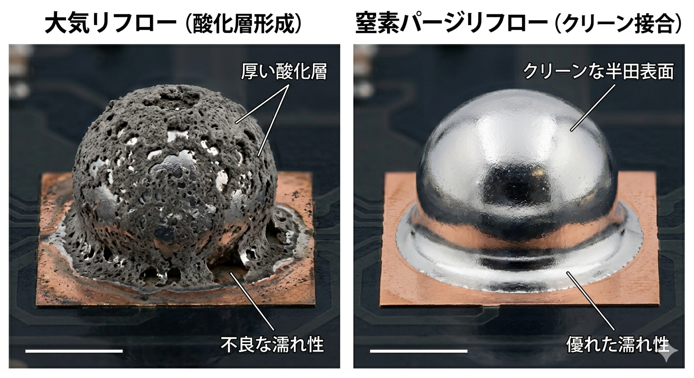 窒素パージによるはんだ表面品質の向上