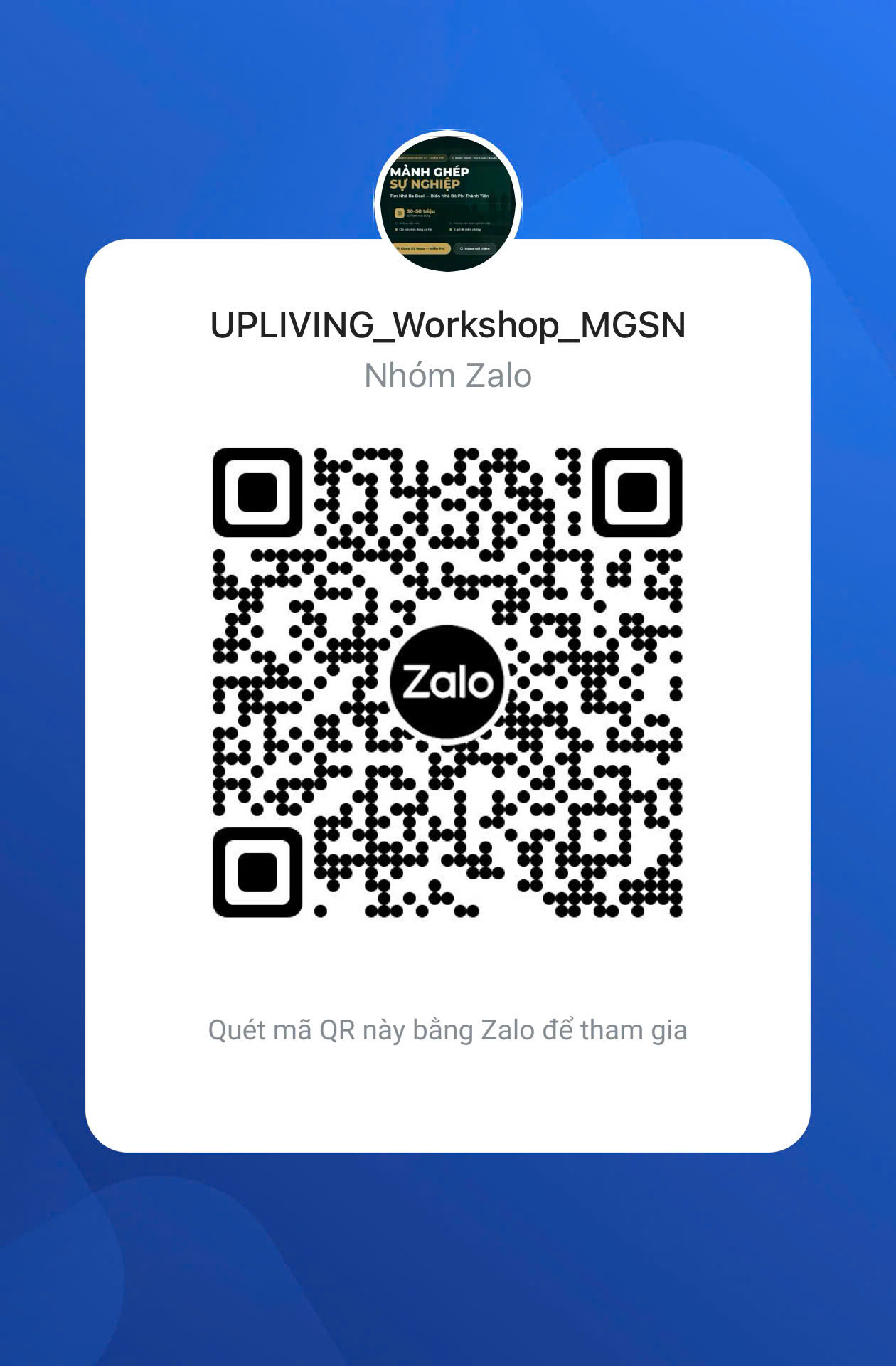 QR Code Group Zalo UPLIVING Workshop