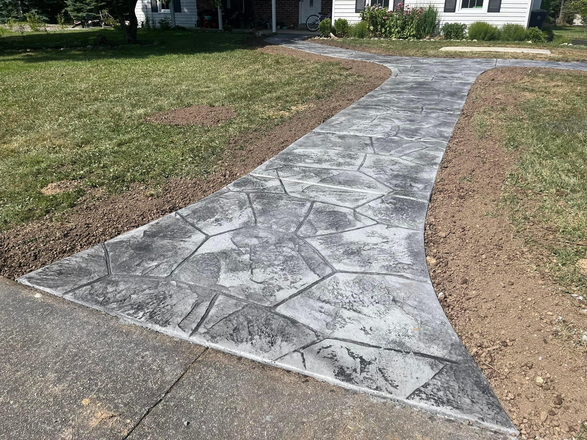 Stamped Concrete Walkway Installation