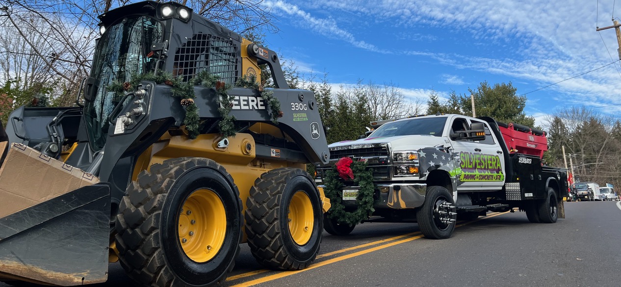 Community parking lot paving project in progress