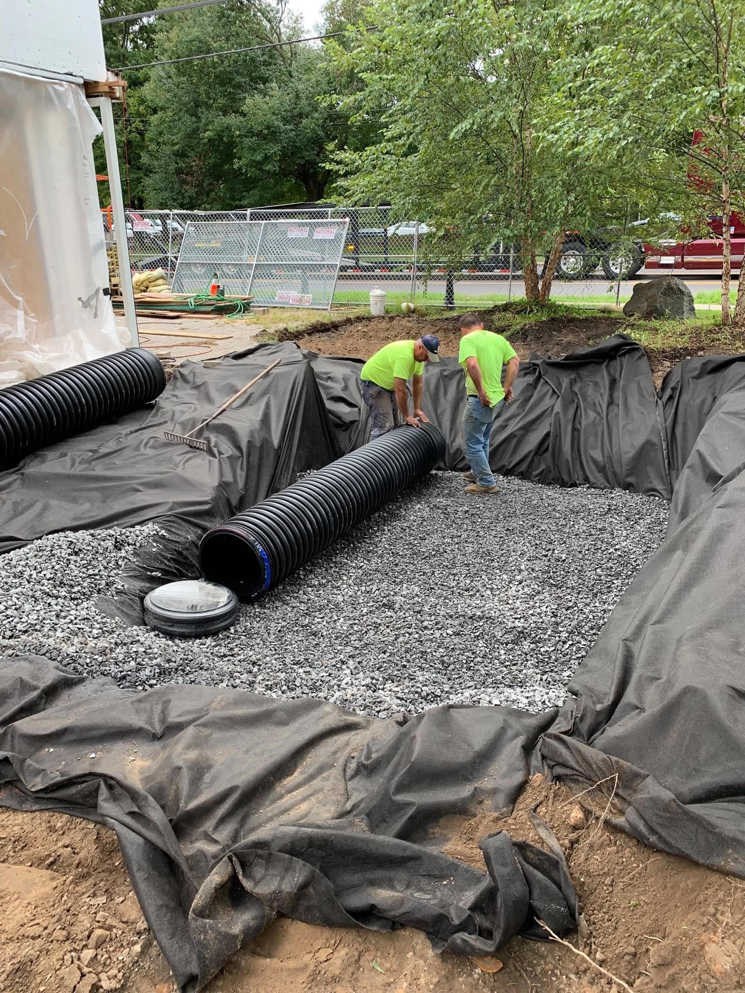 Commercial parking lot resurfacing project in progress