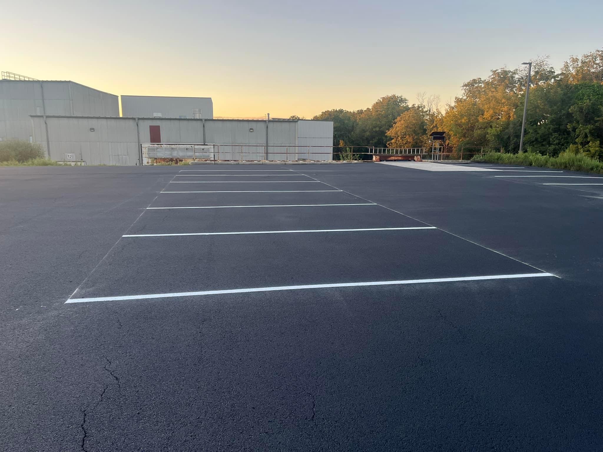 Commercial asphalt paving project in progress
