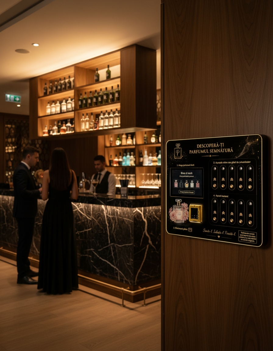 Aparat ScentnGoo premium montat pe perete în spațiu modern
