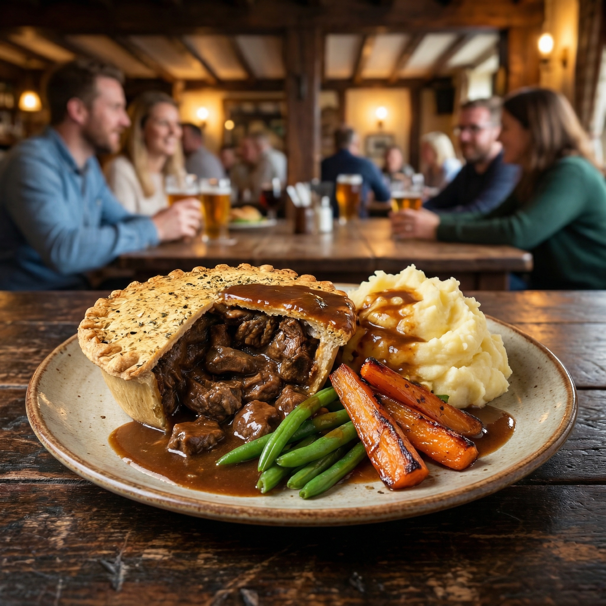 Chuck Steak Pub Pie in a Beef Dripping Crust
