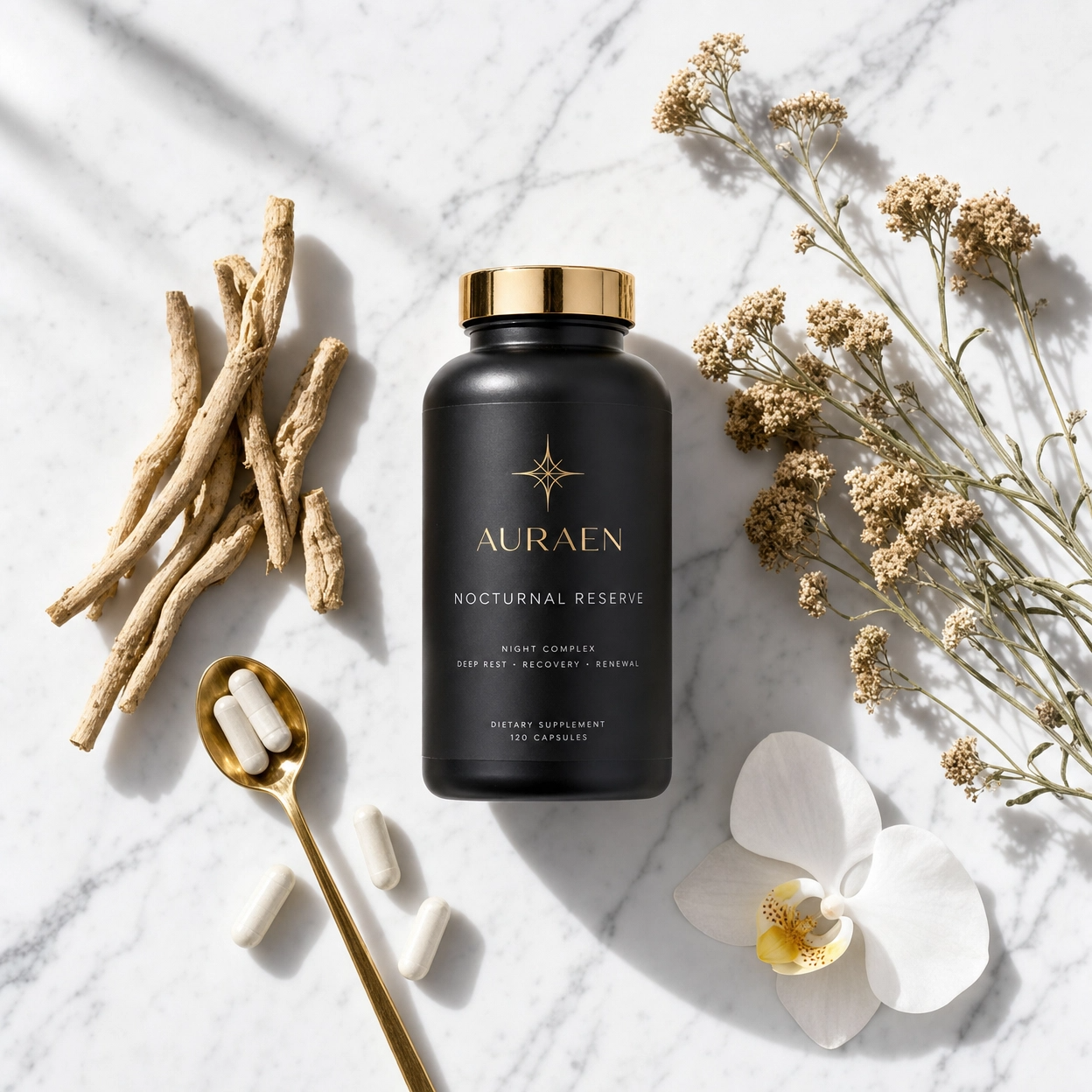 AURAEN Nocturnal Reserve Flatlay