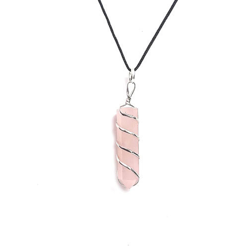 Rose Quartz - Pencil Wire Wrapped Stone