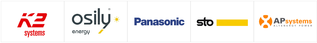 Marques partenaires — K2 Systems, Osily, Panasonic, STO