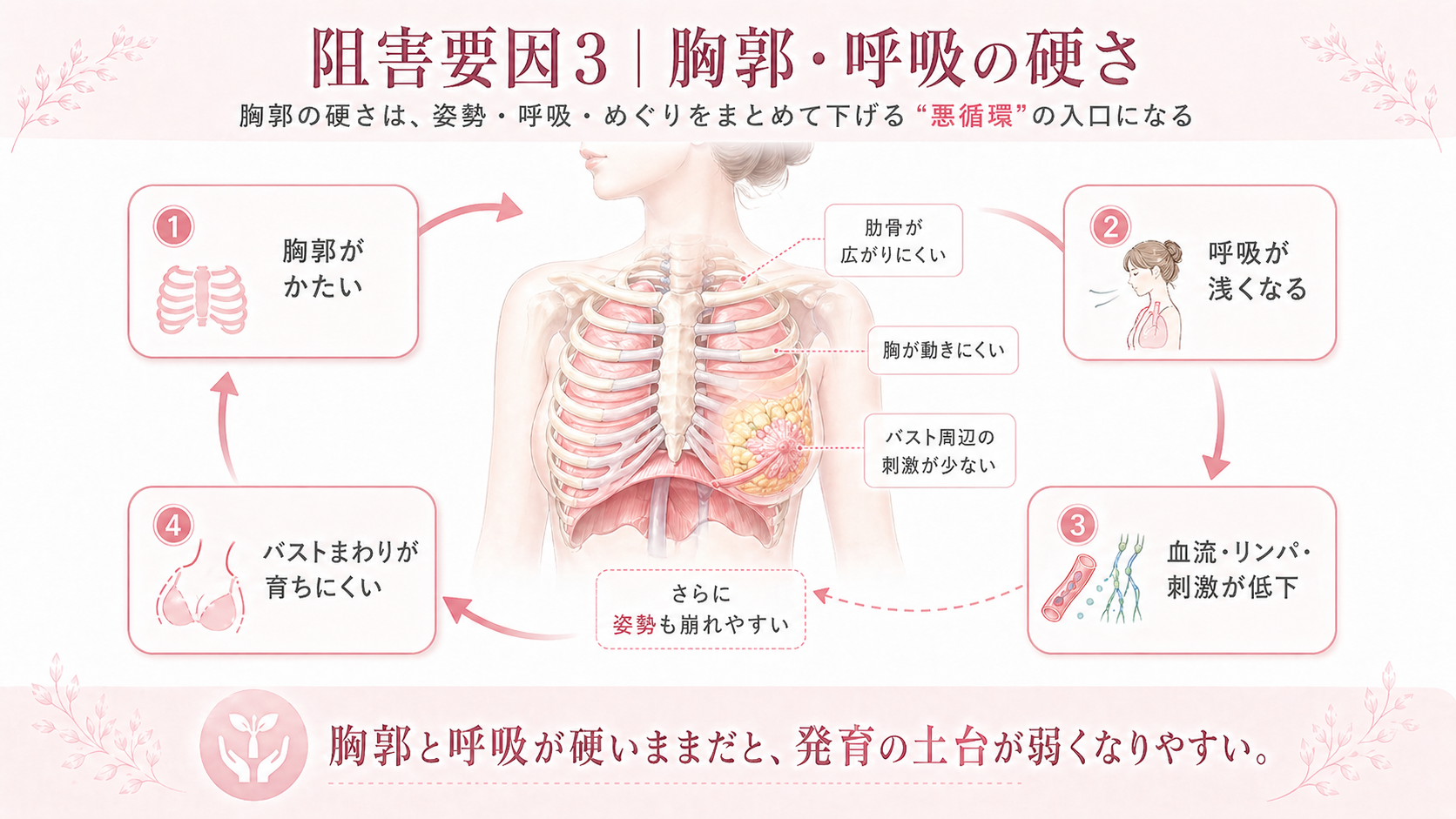 胸郭の硬さと呼吸の深さの相関図