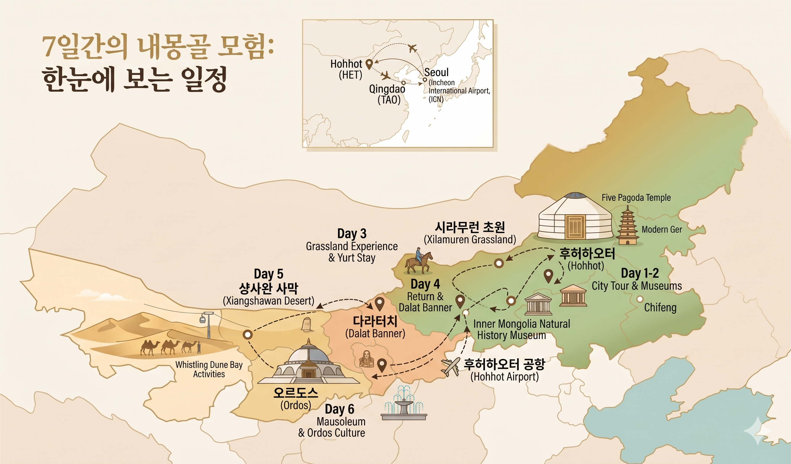 내몽골 6박7일 상세 일정표
