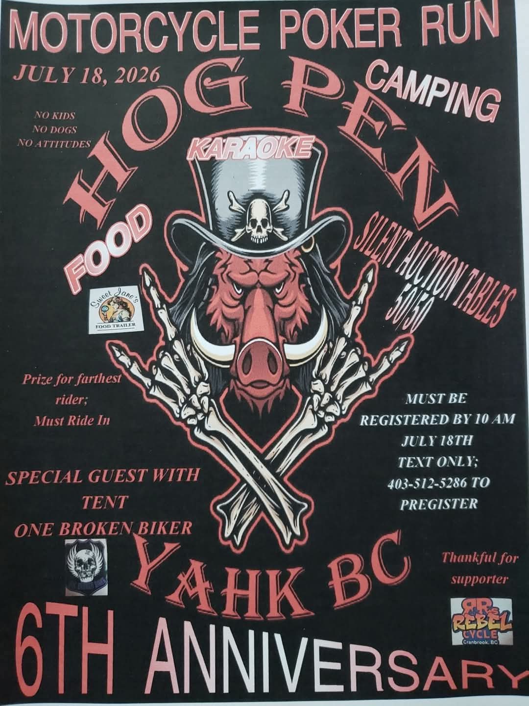 Motorcycle Poker Run - 6th Anniversary flyer