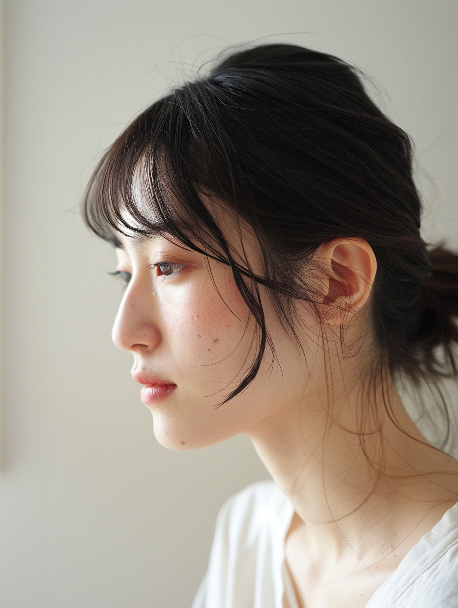 横顔の女性 ― 顎の位置に違和感