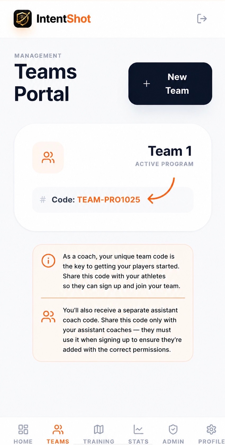 Receive Your Team Code