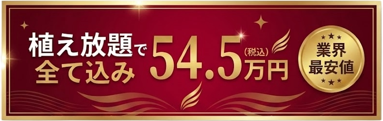 植え放題・全て込み54.5万円(税込)業界最安値