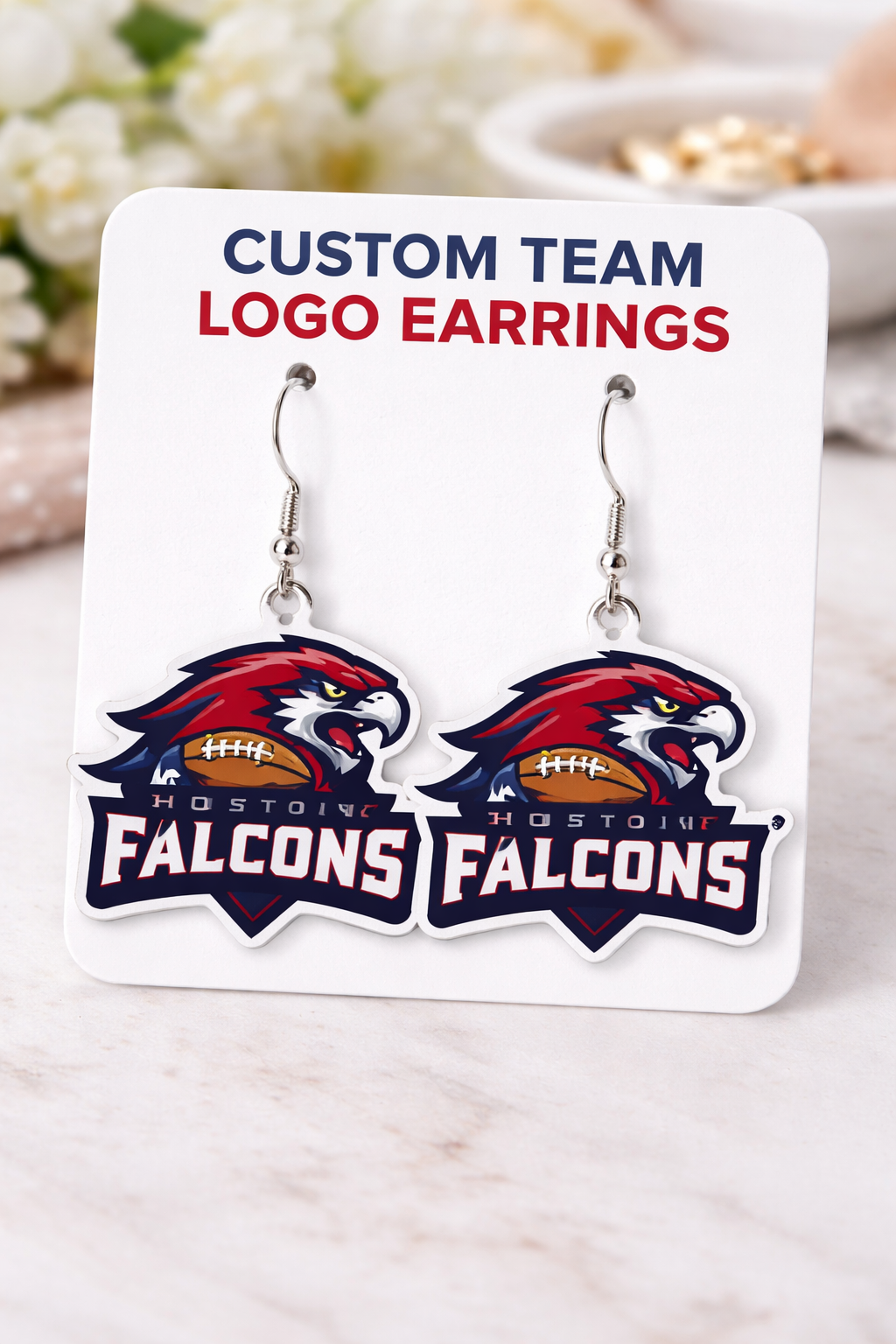 Custom logo earrings for any team or brand handmade jewelry