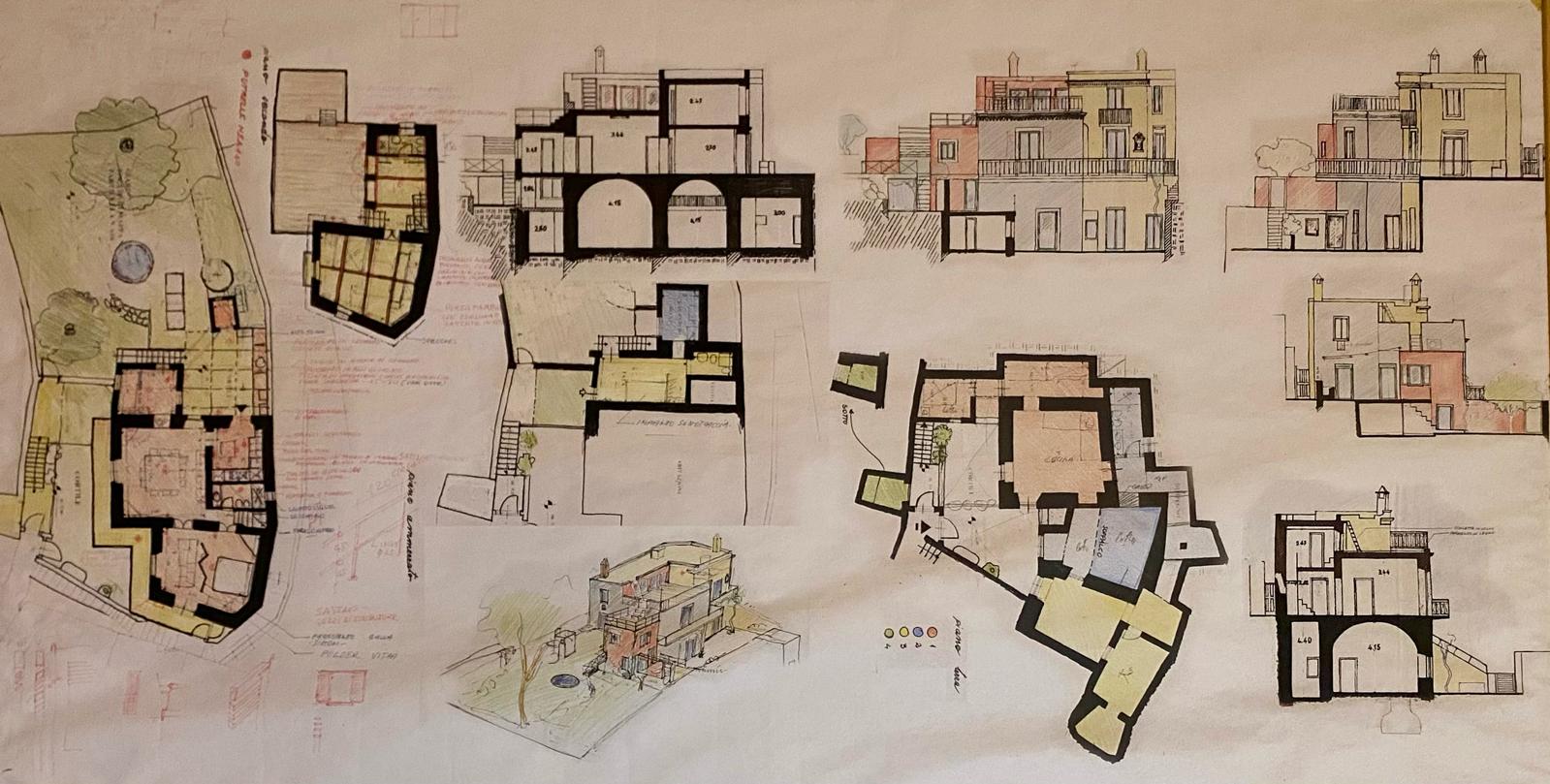 Pianta Prospettica Architettonica - Architetto Giuseppe Botturi - La Casa del Capitano Ponza