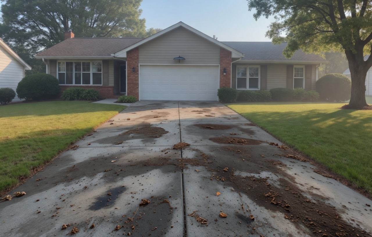 Driveway Transformation before cleaning