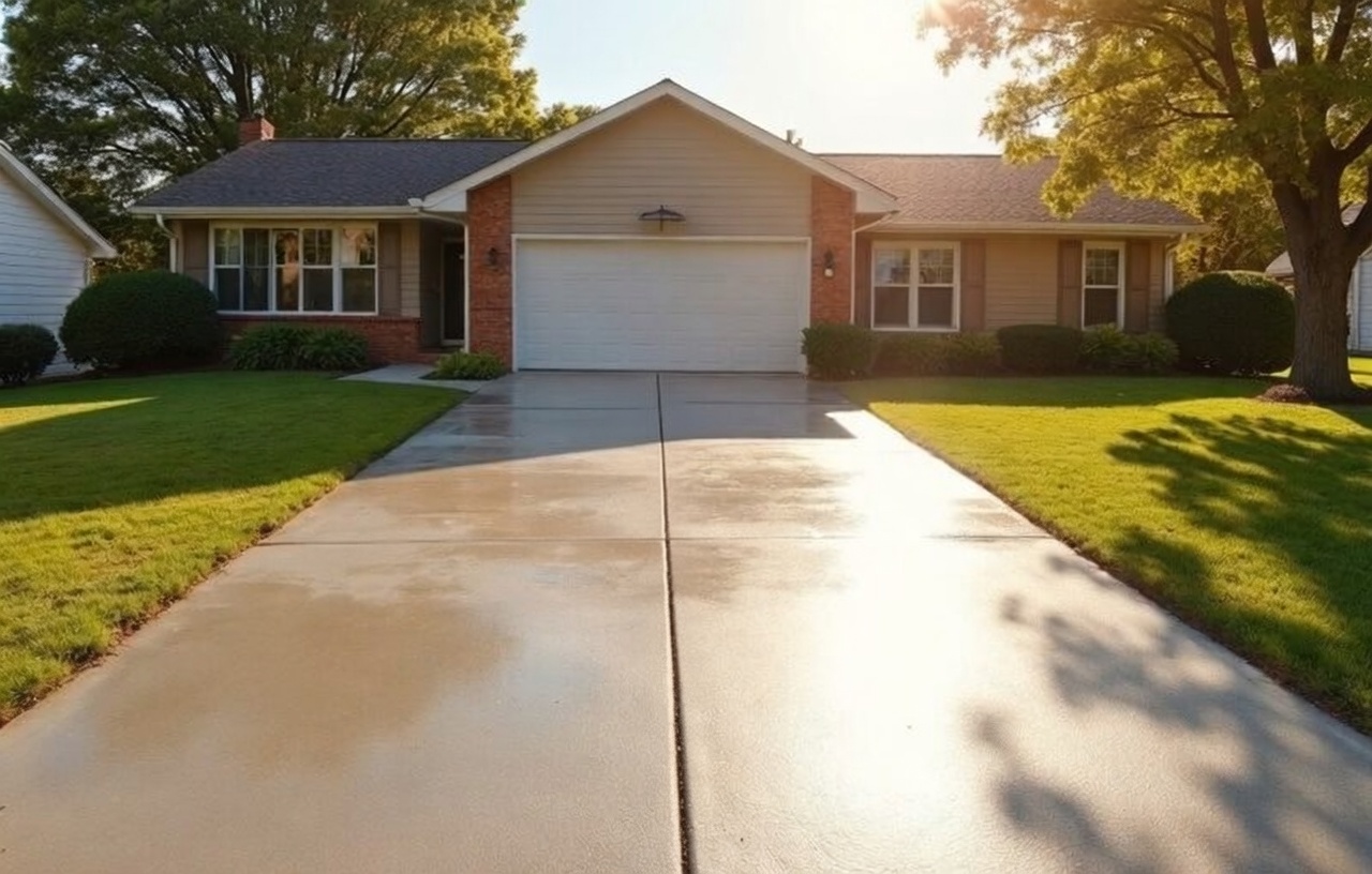 Driveway Transformation after cleaning