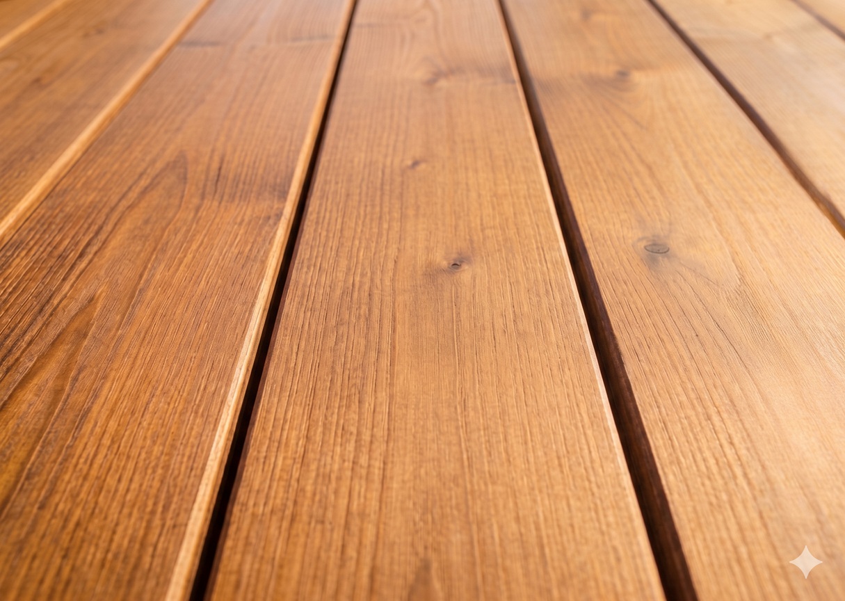 Thermo Esche Holzterrasse – LESNIKHAUS Zimmerei Heilbronn Thermo Esche Terrassendielen – Detailaufnahme