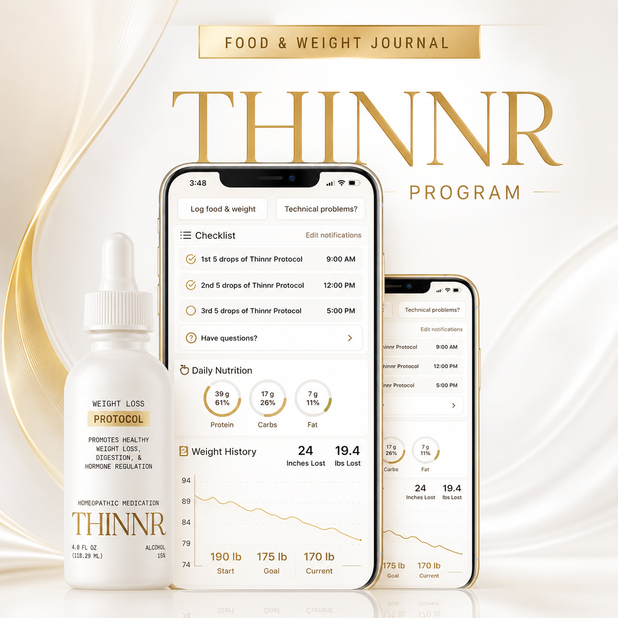THINNR app interface