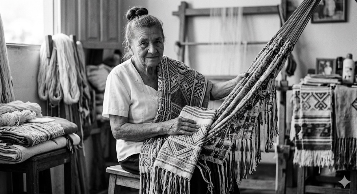 Venezuelan artisan weaving textiles